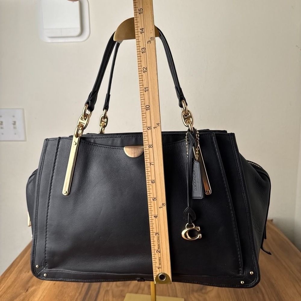 Coach Dreamer 36 Black Leather Shoulder Bag Satchel Gold Hardware - Picture 9 of 16